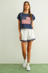 MIXED FABRIC FLAG PATCHED DOLMAN SLEEVE TOP (Updating)