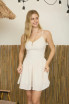 BASQUE WAIST SPAGHETTI STRAP MINI DRESS