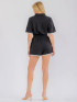 BUTTON UP TIE FRON POCKETS TRIM DETAILED ROMPER