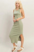 ACID WASHED RIBBED TANK MIDI DRESS