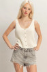SCALLOP EDGE BUTTON FRONT TANK TOP