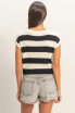 STRIPED CREW NECK RIBBED KNIT TOP