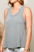 SLEEVELESS WASHED RAW SEAM DETAIL TANK TOP