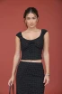 POLKA DOT FRONT TIE RUCHING TOP