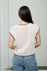CONTRAST STITCH CROCHET SHORT SLEEVE CARDIGAN