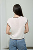 CONTRAST STITCH CROCHET SHORT SLEEVE CARDIGAN