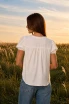 EMBROIDERED YOKE LACE TRIM PINTUCK BLOUSE