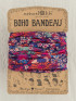 FULL BOHO BANDEAU HEADBAND - DARK RED PINK FLORAL