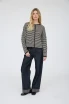 STRIPE RAW EDGE LONG SLEEVE CARDIGAN