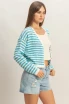 STRIPED V NECK CARDIGAN