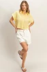 EYELET CROPPED BUTTON UP SHIRT
