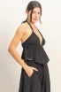 TEXTURED HALTER TIE WAIST TOP