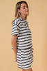 COLLARED NECK SHORT SLEEVE STRIPE BOX TOP