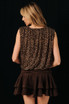 ROUND NECK SLEEVELESS DRAPED KNIT LEOPARD TOP