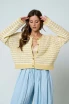 TEXTURED STRIPE CROCHET KNIT BUTTON DOWN CARDIGAN