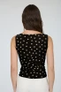 POLKA DOT BOAT NECK SLEEVELESS MESH KNIT TOP