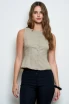 SCALLOP LACE TRIM BUTTON DOWN SLEEVELESS VEST TOP