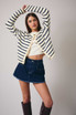 ROUND NECK LONG SLEEVE STRIPE CARDIGAN (Updating)