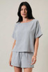 BOAT NECK SHORT SLEEVE DROP SHOULDER BOXY TOP