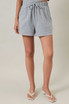 HIGH WAIST DRAWSTRING ELASTIC WAIST SHORTS WITH POCKET