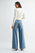 STRETCH MID RISE PALAZZO DENIM