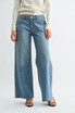 STRETCH MID RISE PALAZZO DENIM
