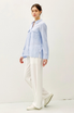 LINEN BLEND STRIPED BUTTON UP SHIRT