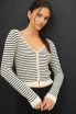 STRIPE CROPPED VNECK CARDIGAN
