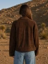 STUDDED COLLARED ZIP-UP SUEDE JACKET