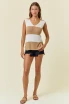 SCOOP NECK SIDE SLIT STRIPED TOP