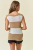 SCOOP NECK SIDE SLIT STRIPED TOP