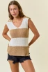 SCOOP NECK SIDE SLIT STRIPED TOP