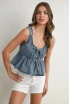 RUFFLED HEM TIE-FRONT TOP