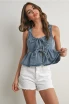 RUFFLED HEM TIE-FRONT TOP