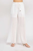 TEXTURED WOVEN ELASTIC TIE WAIST WIDE LEG PANTS