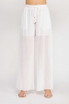 TEXTURED WOVEN ELASTIC TIE WAIST WIDE LEG PANTS