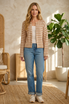 STRIPED KNIT OPEN RIBBED CARDIGAN