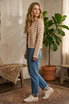 STRIPED KNIT OPEN RIBBED CARDIGAN