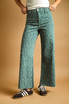 FLORAL PRINT STRETCHED WIDE LEG PANTS