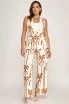 ELASTIC WAIST POCKETS WIDE LEG PALM PANTS