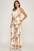 ELASTIC WAIST POCKETS WIDE LEG PALM PANTS