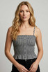 BLACK GINGHAM SMOCKED BUTTON FRONT CROP TOP