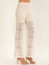 ELASTIC WAIST FLORAL CROCHET STRAIGHT LEG PANTS