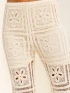 ELASTIC WAIST FLORAL CROCHET STRAIGHT LEG PANTS