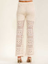 ELASTIC WAIST FLORAL CROCHET STRAIGHT LEG PANTS