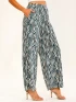 ELASTIC WAIST FRONT ZEBRA PRINT WIDE LEG PANTS