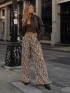 ELASTIC WAIST FRONT ZEBRA PRINT WIDE LEG PANTS