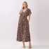V NECK ELASTIC WAIST TIE MAXI DRESS