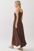 FLOWY CONTRAST BUTTONED TRIM SLIT MAXI DRESS