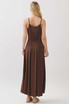 FLOWY CONTRAST BUTTONED TRIM SLIT MAXI DRESS